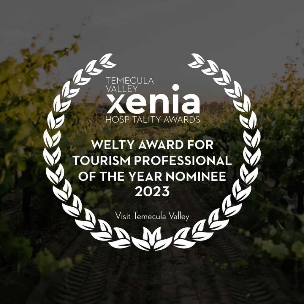 Temecula Valley Xenia Hospitality Awards Welty Award for Tourism Professional of the Year Nominee 2023